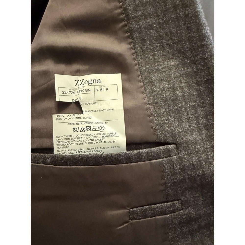 Z Zegna 54R 44R Gray Micro Check Blazer Italian Wool Blend Cut Tag Drop 8 - Picture 11 of 14